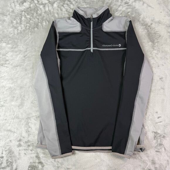 Vineyard Vines black/grey 1/4 zip athletic lightweight pullover mens Small - Picture 1 of 6